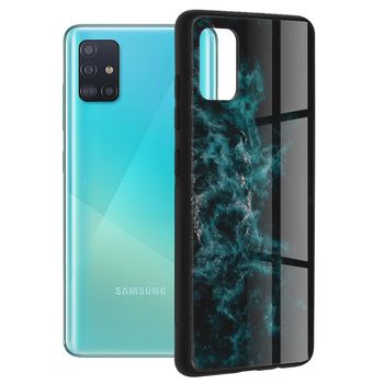 Husa cu spate din sticla techsuit - glaze series - samsung galaxy a51 - blue nebula