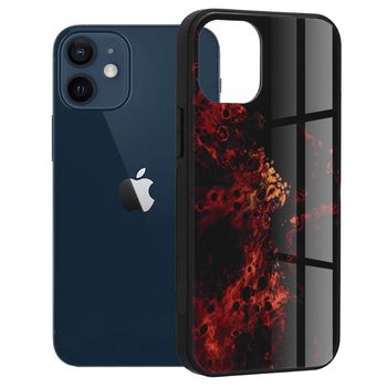 Husa cu spate din sticla techsuit - glaze series - iphone 12 mini - red nebula