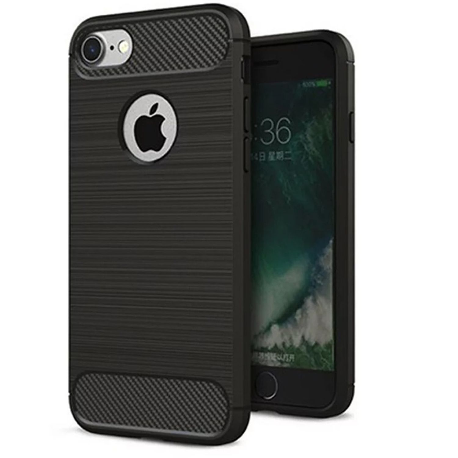 Husa Techsuit - Carbon Silicone - iPhone 8 - Black fotografia produsului