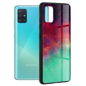 Husa cu spate din sticla techsuit - glaze series - samsung galaxy a51 - fiery ocean