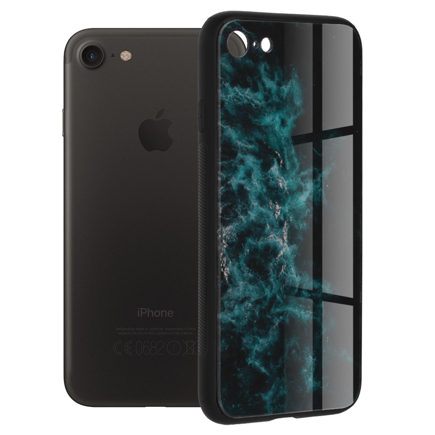 Husa cu spate din sticla Techsuit - Glaze Series - iPhone 7 - Blue Nebula fotografia produsului