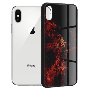 Husa cu spate din sticla techsuit - glaze series - iphone x / xs - red nebula