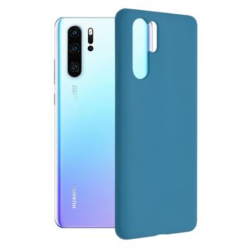 Husa premium techsuit - soft edge silicone - huawei p30 pro - denim blue