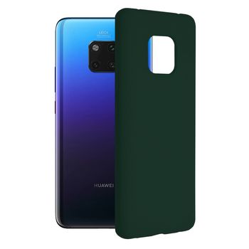 Husa premium techsuit - soft edge silicone - huawei mate 20 pro - dark green