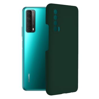 Husa premium techsuit - soft edge silicone - huawei p smart 2021 - dark green
