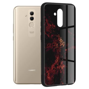 Husa cu spate din sticla techsuit - glaze series - huawei mate 20 lite- red nebula