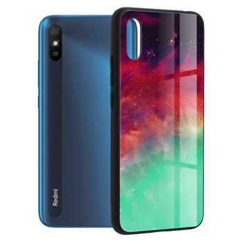 Husa cu spate din sticla techsuit - glaze series - xiaomi redmi 9a - fiery ocean