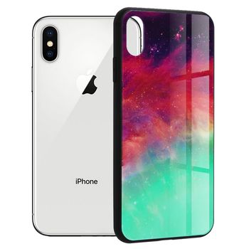 Husa cu spate din sticla techsuit - glaze series - iphone x / xs - fiery ocean