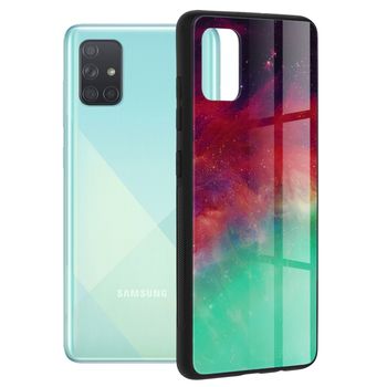 Husa cu spate din sticla techsuit - glaze series - samsung galaxy a71 - fiery ocean
