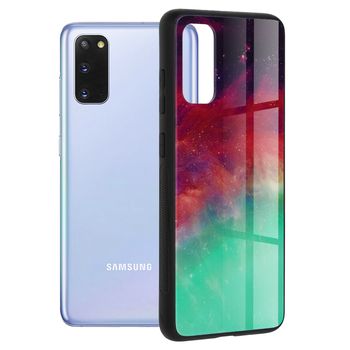 Husa cu spate din sticla techsuit - glaze series - samsung galaxy s20 - fiery ocean