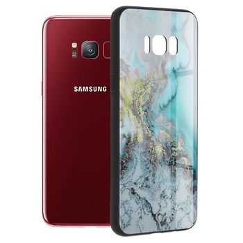 Husa cu spate din sticla techsuit - glaze series - samsung galaxy s8 - blue ocean