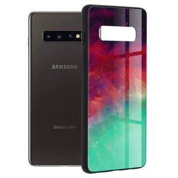 Husa cu spate din sticla techsuit - glaze series - samsung galaxy s10 plus - fiery ocean