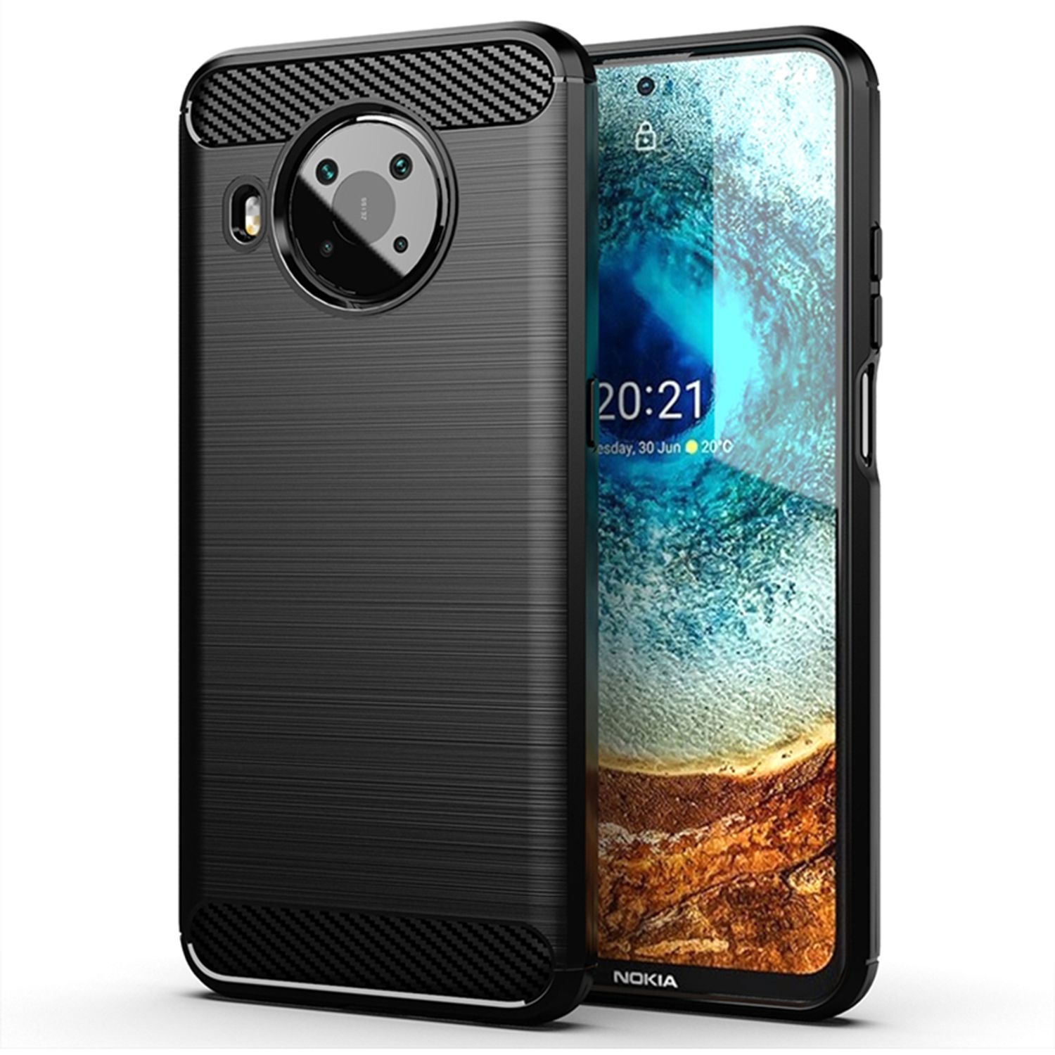 Husa Techsuit - Carbon Silicone - Nokia X10 / X20 - Black fotografia produsului