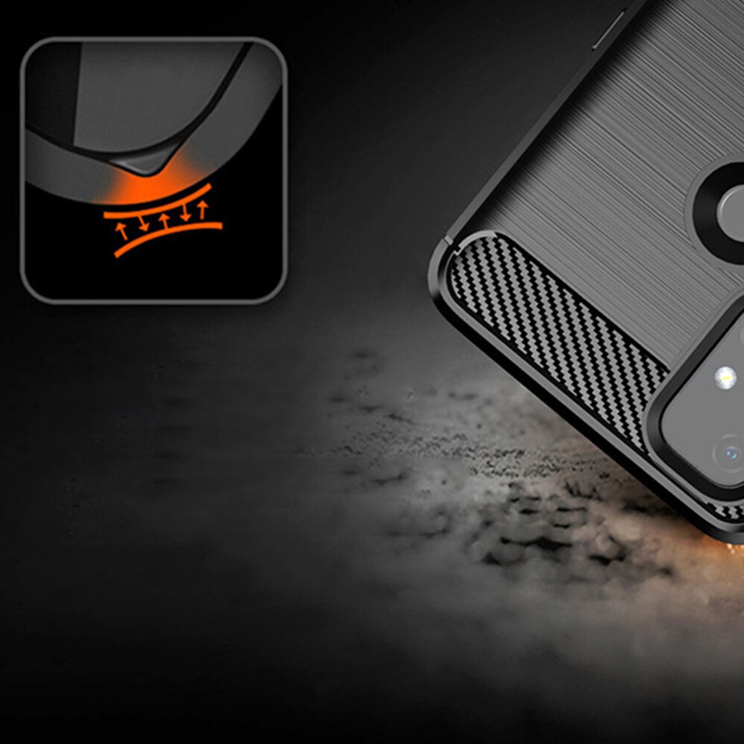 Husa Techsuit - Carbon Silicone - Oneplus Nord N100 5G - Black fotografia produsului View 3 L
