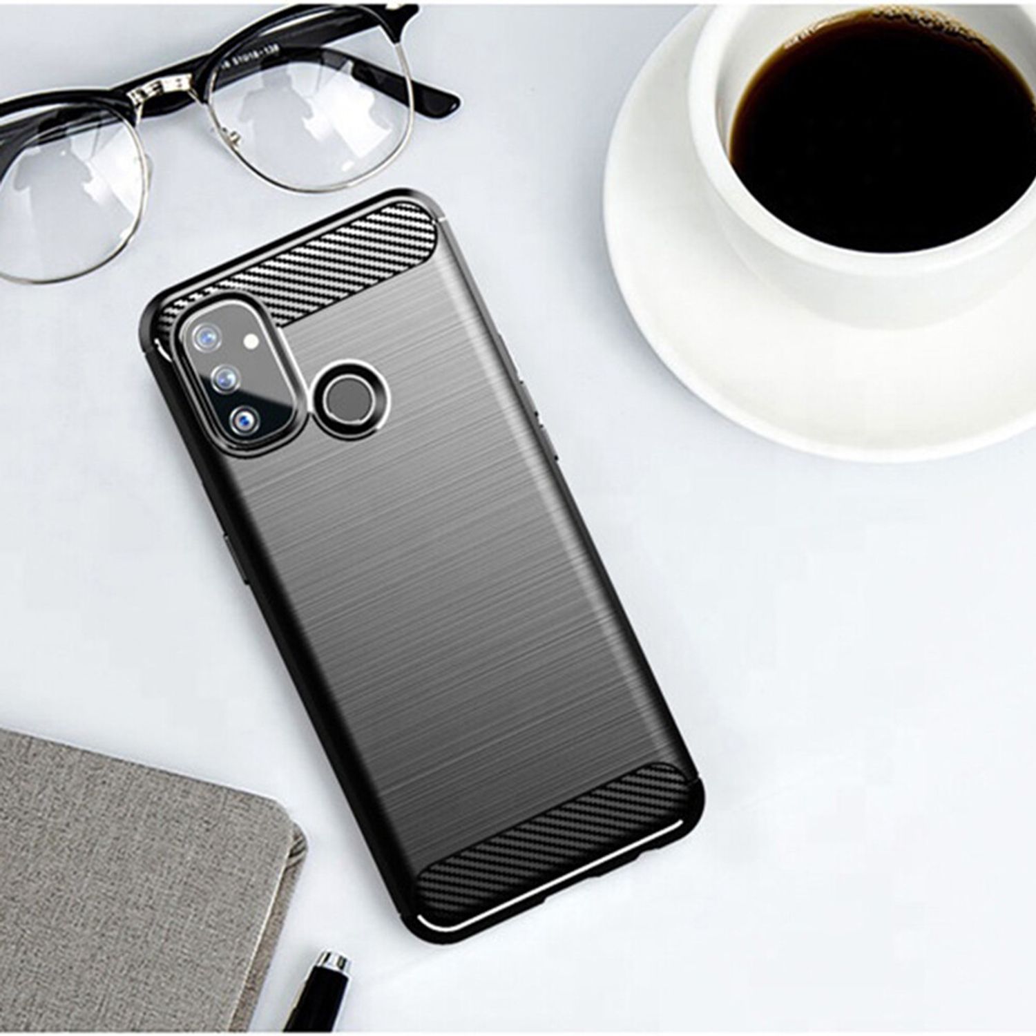 Husa Techsuit - Carbon Silicone - Oneplus Nord N100 5G - Black fotografia produsului View 2 L