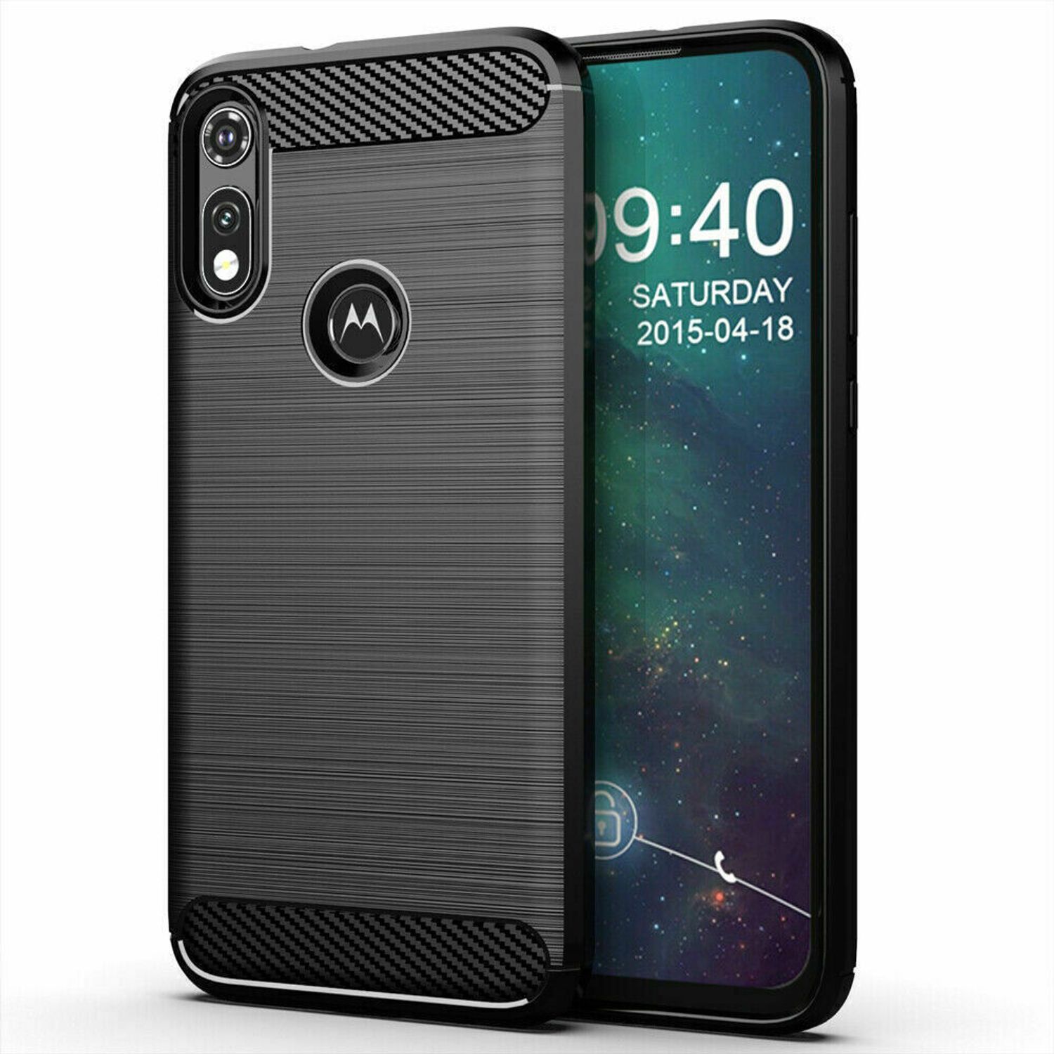 Husa Techsuit - Carbon Silicone - Motorola Moto E6s 2020 - Black fotografia produsului