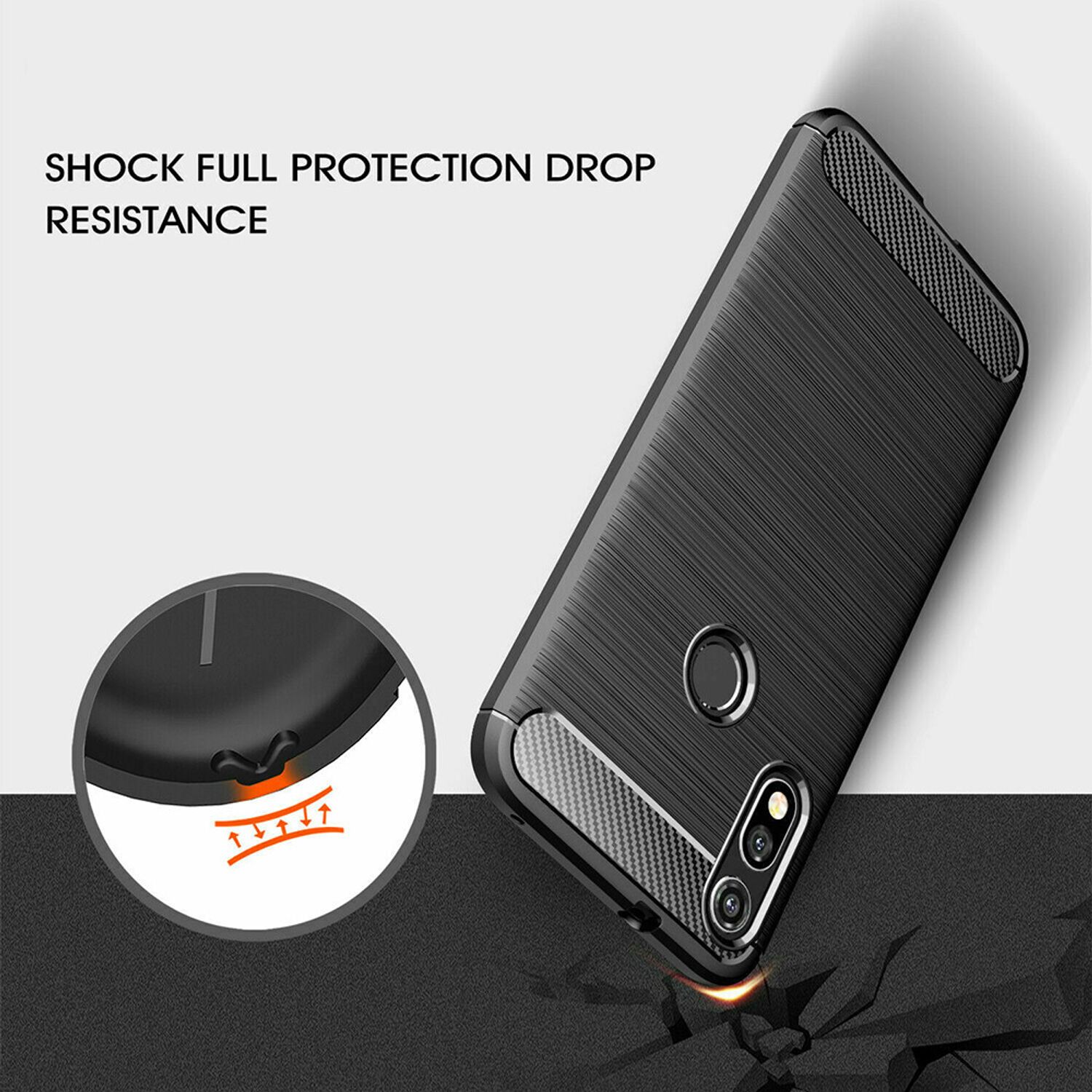 Husa Techsuit - Carbon Silicone - Motorola Moto E6s 2020 - Black fotografia produsului View 2 L