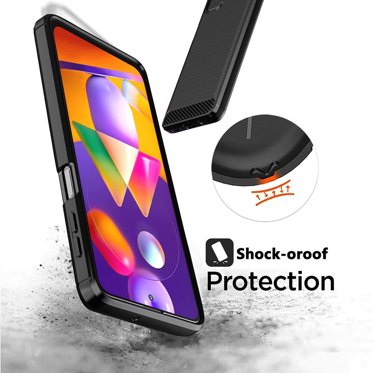 Husa Techsuit - Carbon Silicone - Samsung Galaxy M31s - Black fotografia produsului View 2 L