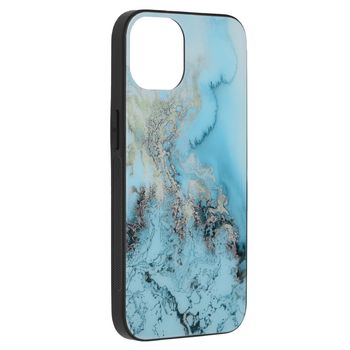Husa cu spate din sticla techsuit - glaze series - iphone 13 - blue ocean