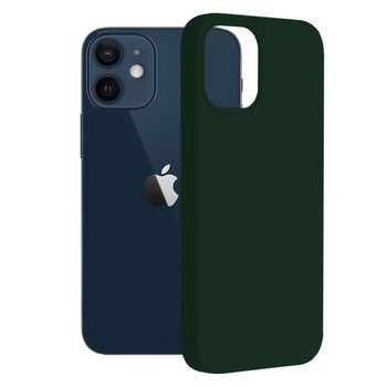 Husa premium techsuit - soft edge silicone - iphone 12 mini - dark green