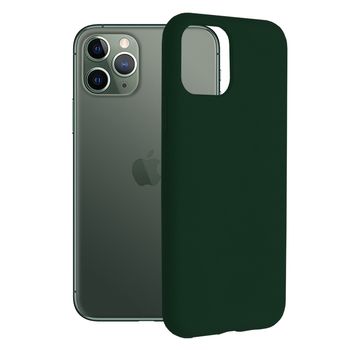 Husa premium techsuit - soft edge silicone - iphone 11 pro - dark green