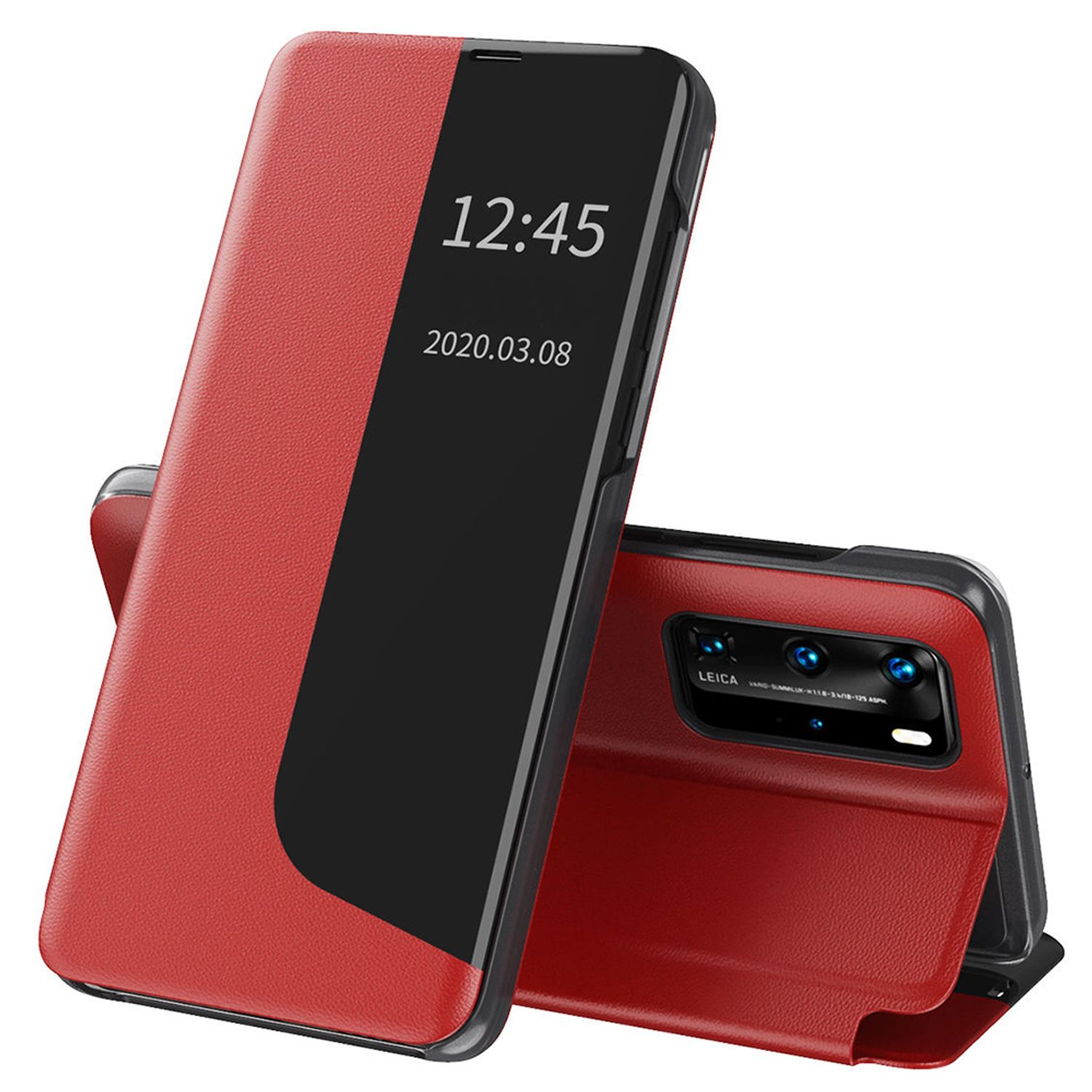 Husa tip carte Techsuit - eFold Series - Huawei P40 Pro - Red fotografia produsului