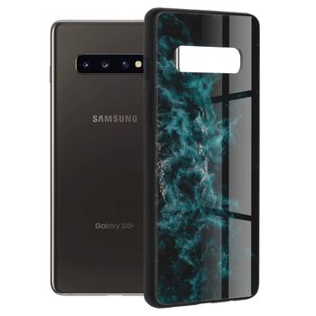 Husa cu spate din sticla techsuit - glaze series - samsung galaxy s10 plus - blue nebula