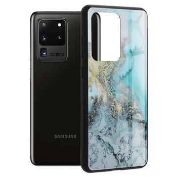 Husa cu spate din sticla techsuit - glaze series - samsung galaxy s20 ultra - blue ocean