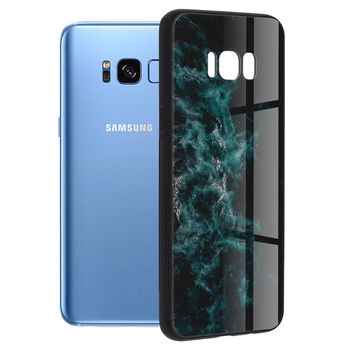 Husa cu spate din sticla techsuit - glaze series - samsung galaxy s8 plus - blue nebula