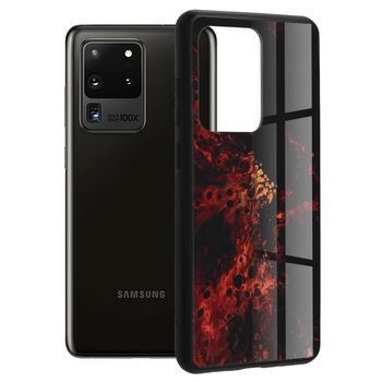 Husa cu spate din sticla techsuit - glaze series - samsung galaxy s20 ultra - red nebula