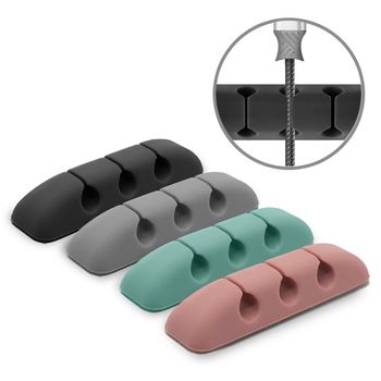 Set 4 bucati organizator cabluri din silicon ringke, multicolor
