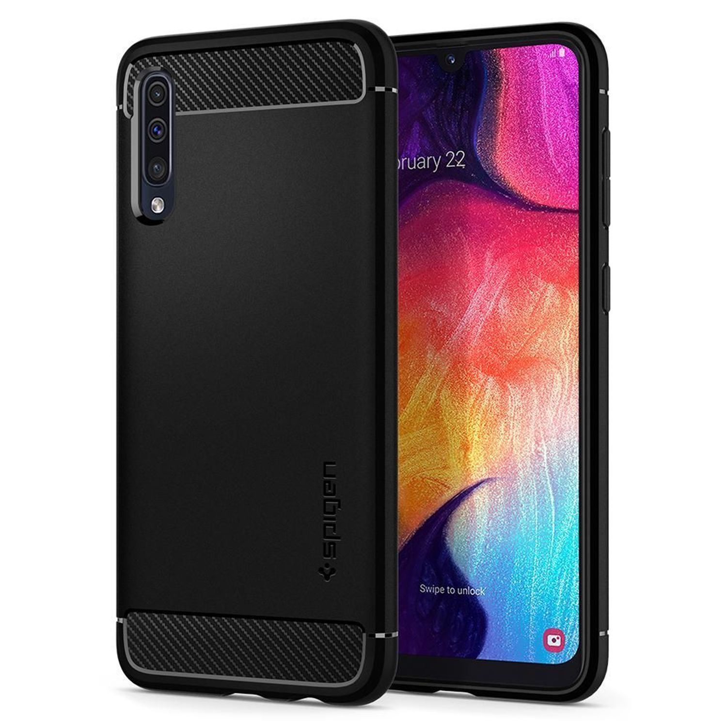 Husa premium Rugged Armor compatibila cu Samsung Galaxy A50, Negru fotografia produsului