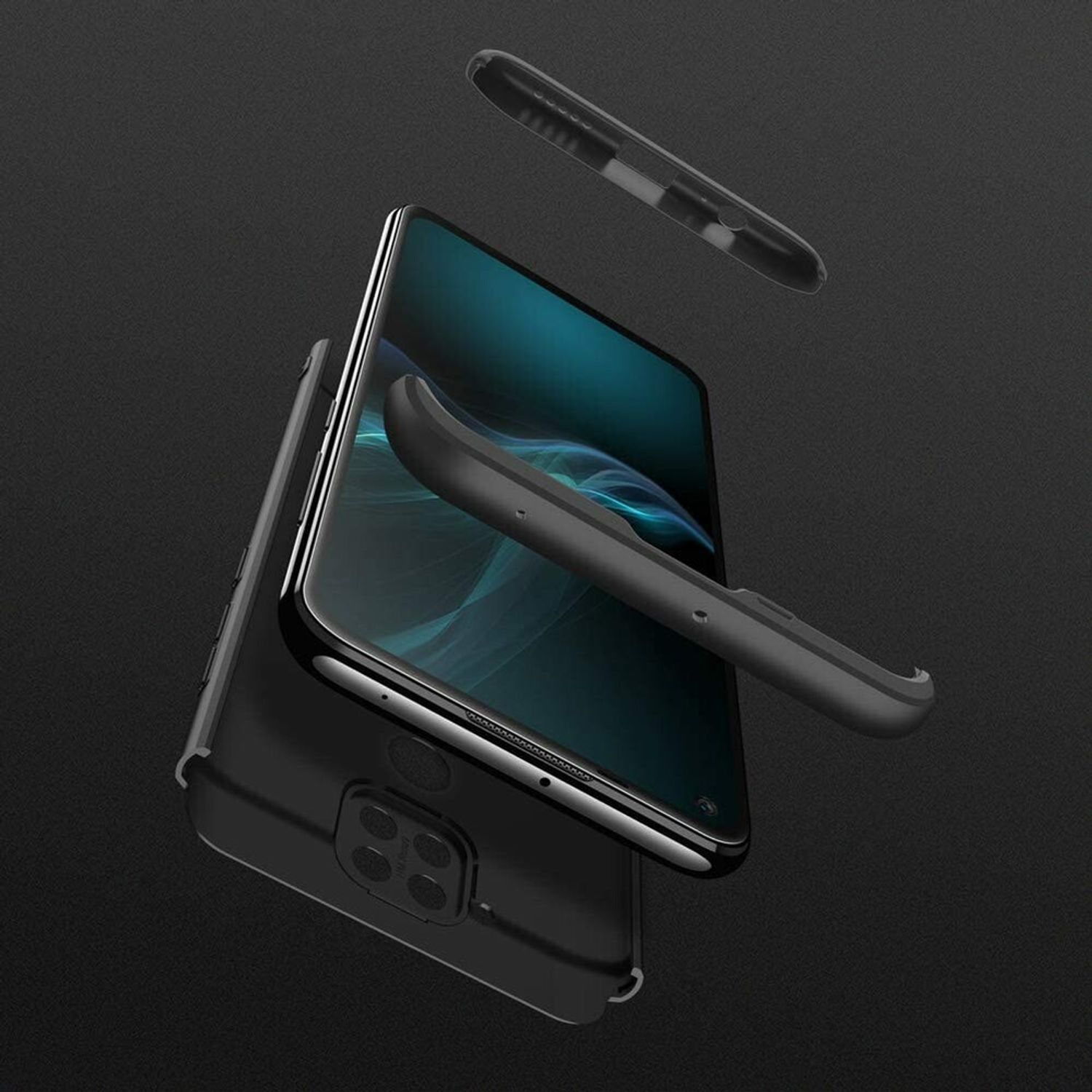 Husa protectie 360 + folie de protectie - Xiaomi Redmi Note 9 - Black fotografia produsului View 2 L