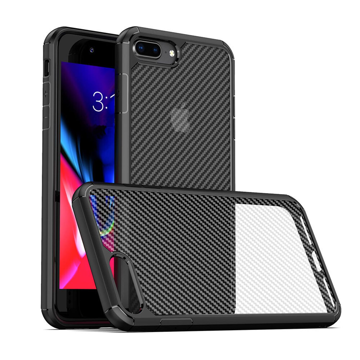 Husa premium Techsuit - CarbonFuse - iPhone 7 Plus / 8 Plus - Black fotografia produsului