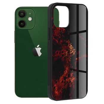 Husa cu spate din sticla techsuit - glaze series - iphone 12 / 12 pro - red nebula