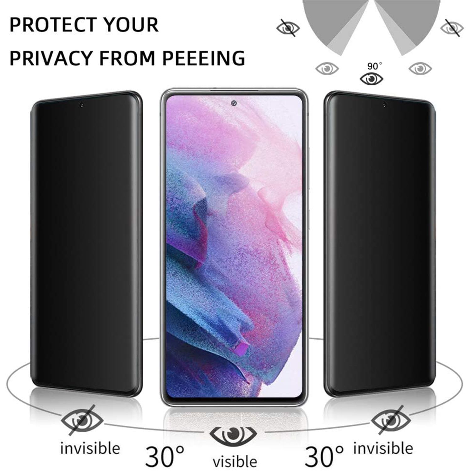 Folie protectie- 3D UV Glass - Samsung Galaxy S21 Plus - PRIVACY fotografia produsului View 3 L