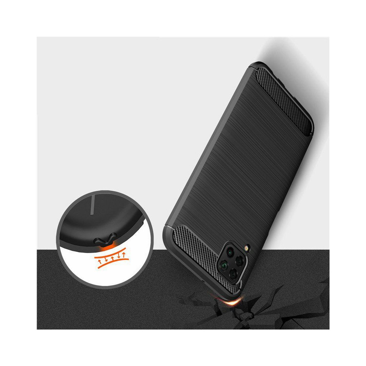 Husa Techsuit - Carbon Silicone - Huawei P40 Lite - Black fotografia produsului View 2 L