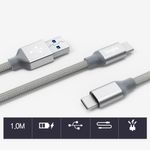 Cablu date premium Ringke - USB 3.0 to Type-C, 1 m - Gray fotografia produsului View 2 S