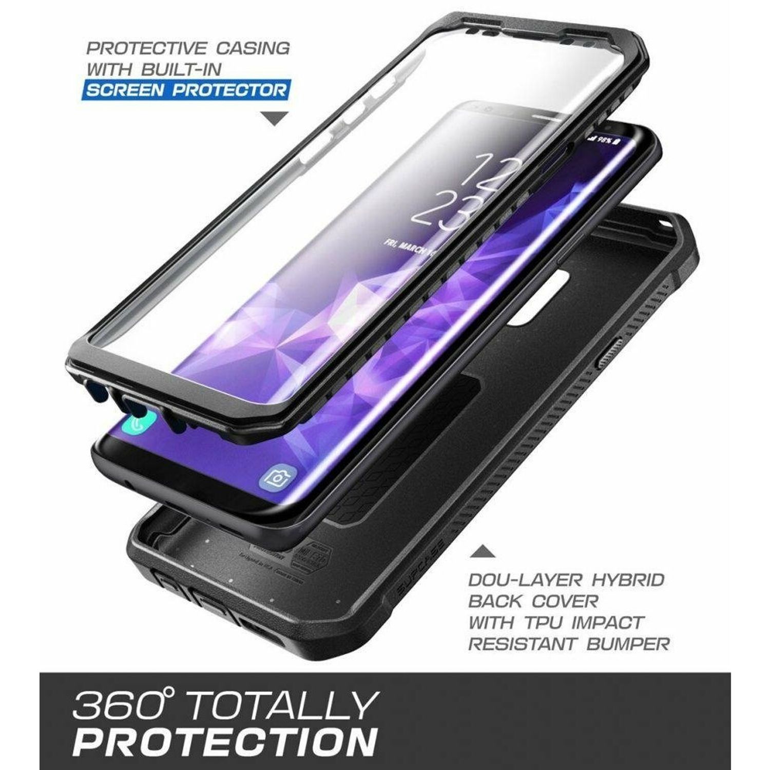 Husa premium Supcase - Unicorn Beetle Pro - Samsung Galaxy S9 Plus - Black fotografia produsului View 2 L