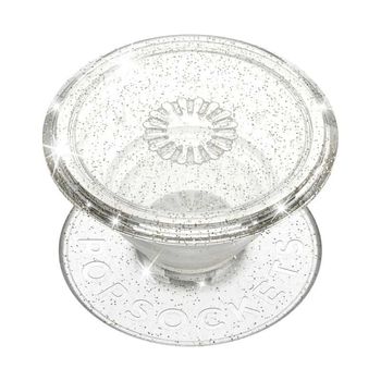 Accesoriu popsockets pentru dispozitive mobile - popgrip - clear glitter silver