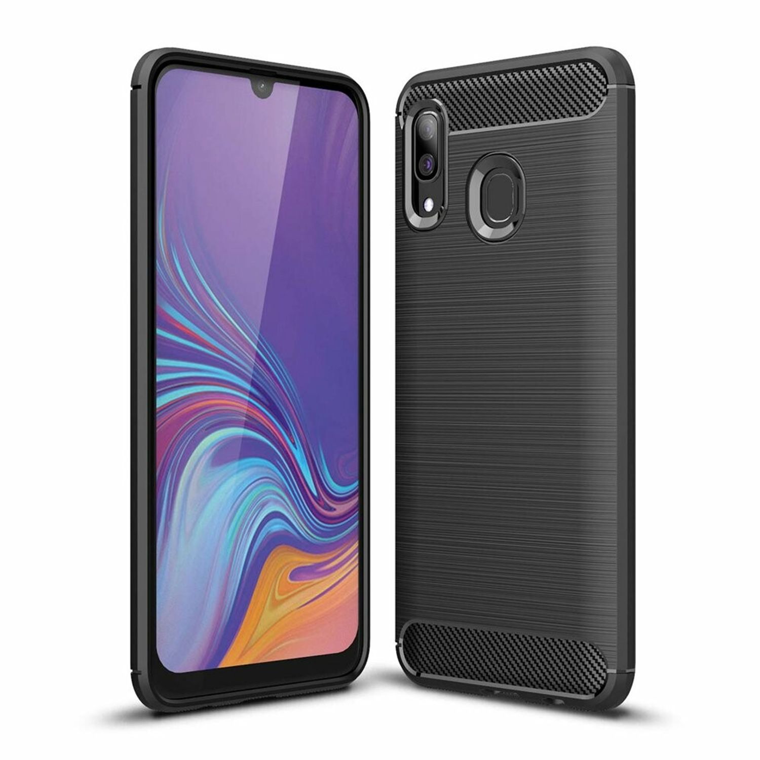 Husa Techsuit - Carbon Silicone - Samsung Galaxy A40 - Black fotografia produsului