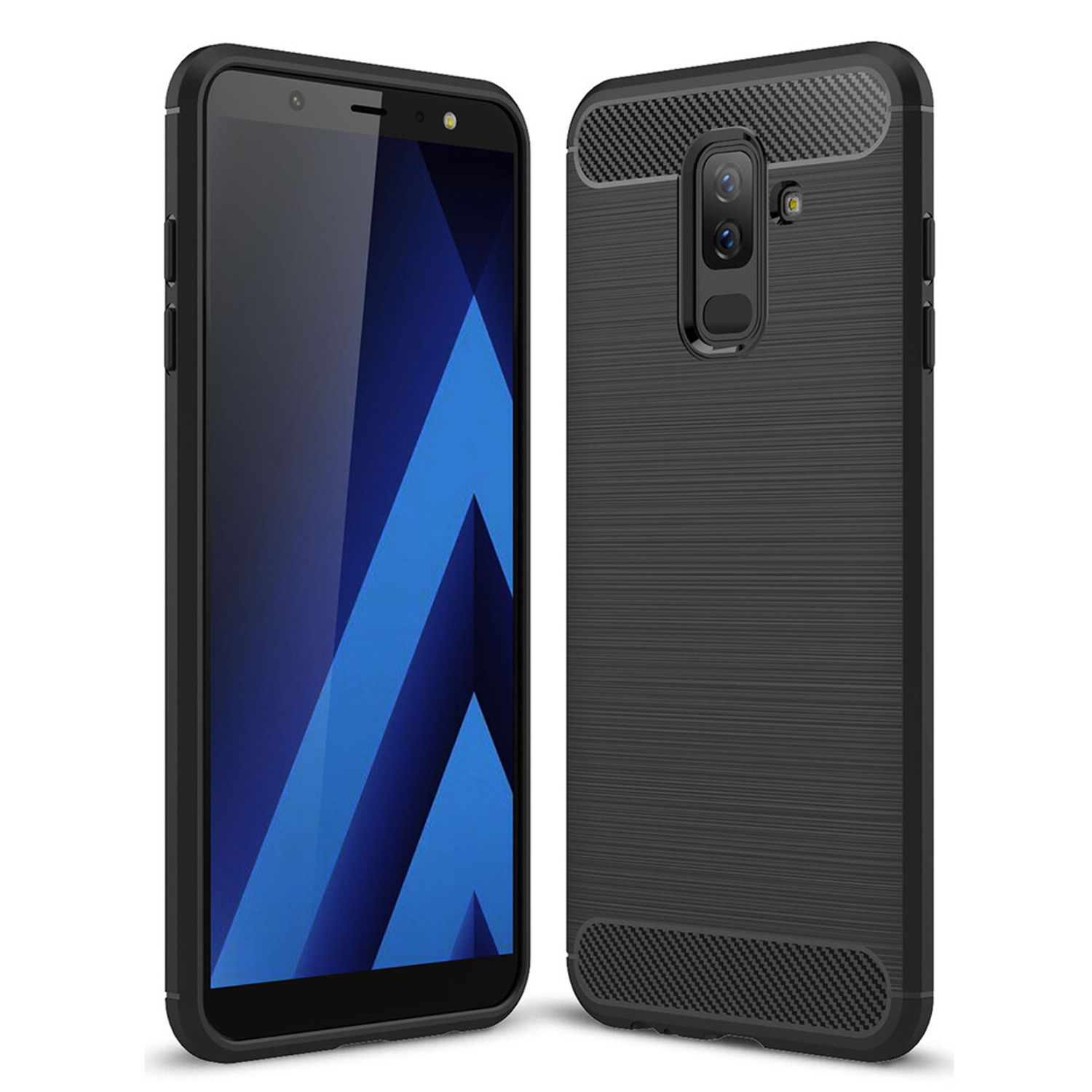 Husa Techsuit - Carbon Silicone - Samsung Galaxy A6 Plus 2018 - Black fotografia produsului
