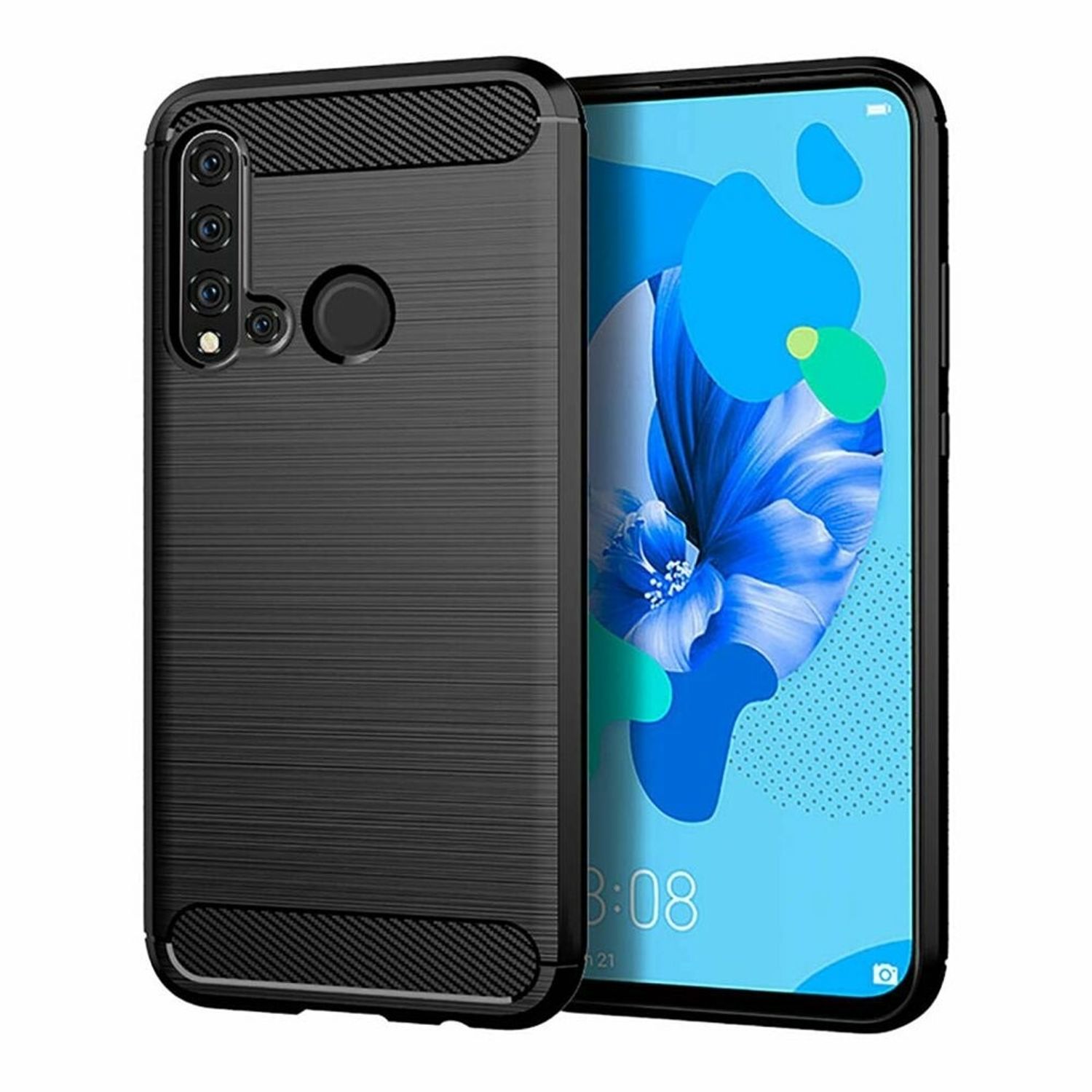 Husa Techsuit - Carbon Silicone - Huawei P20 Lite 2019 - Black fotografia produsului