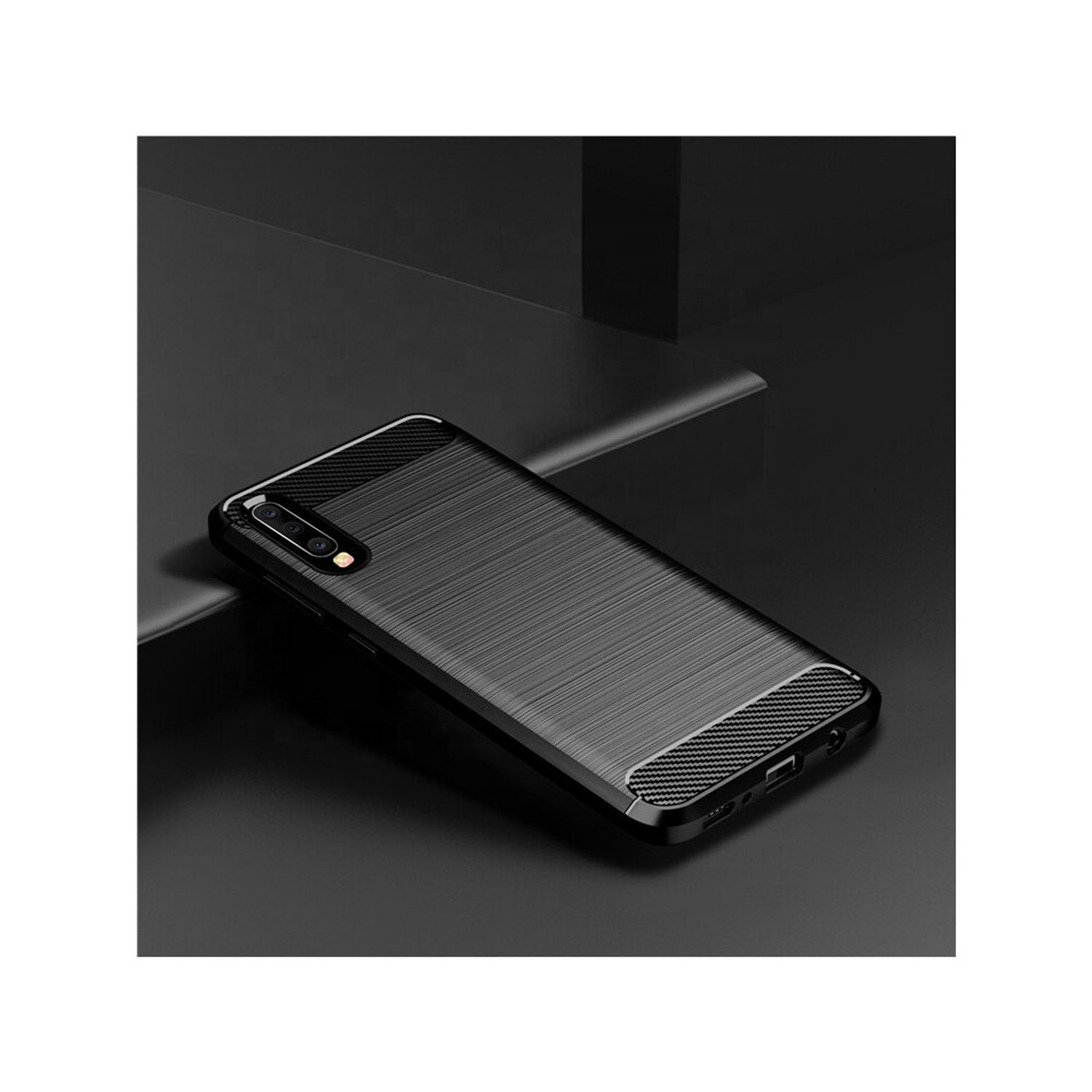 Husa Techsuit - Carbon Silicone - Samsung Galaxy A70 / A70s - Black fotografia produsului View 2 L