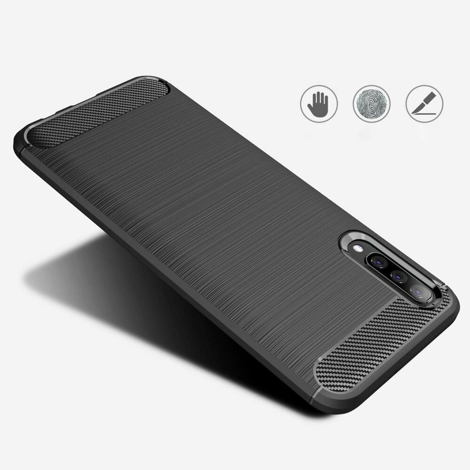 Husa Techsuit - Carbon Silicone - Samsung Galaxy A70 / A70s - Black fotografia produsului View 3 L