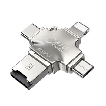 Adaptor usb, type-c, lightning, micro-usb, card reader microsd yesido gs13, argintiu