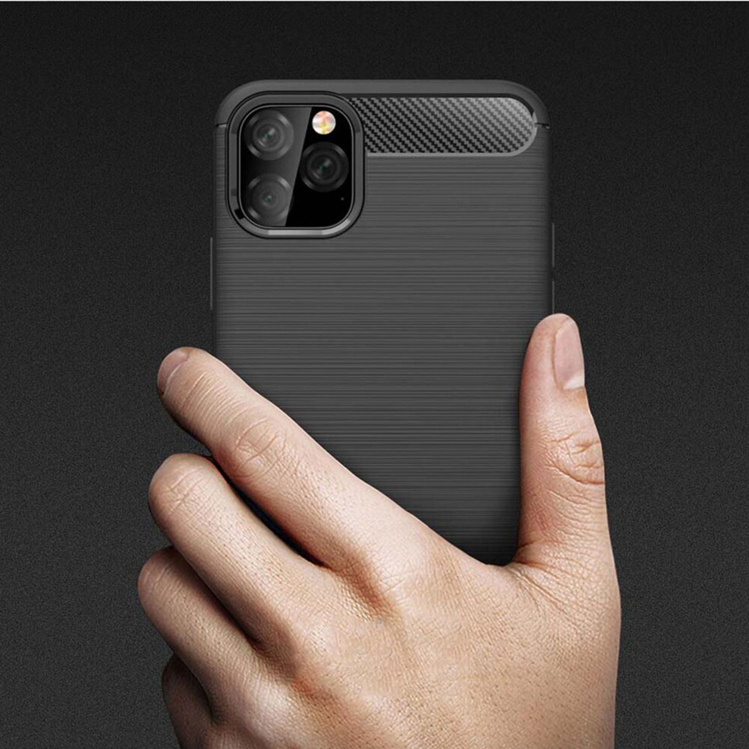 Husa Techsuit - Carbon Silicone - iPhone 11 Pro - Black fotografia produsului View 3 L