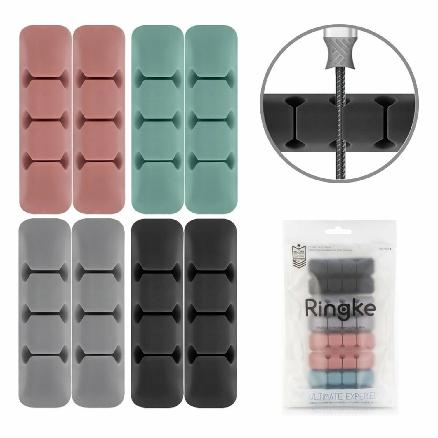 Organizator cabluri Ringke (8 bucati), multicolor fotografia produsului
