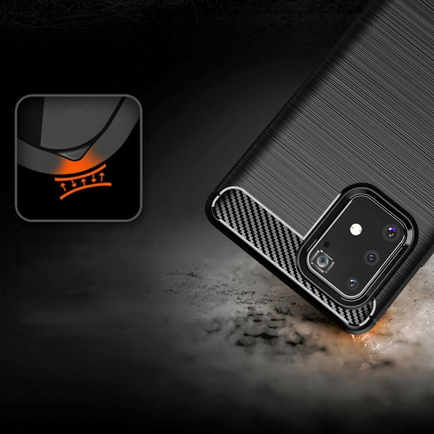 Husa Techsuit - Carbon Silicone - Samsung Galaxy S10 Lite - Black fotografia produsului View 3 L