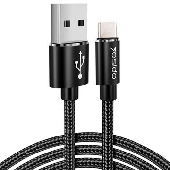 Cablu date yesido - usb to type-c, 2.4 a, 1.2 m - black